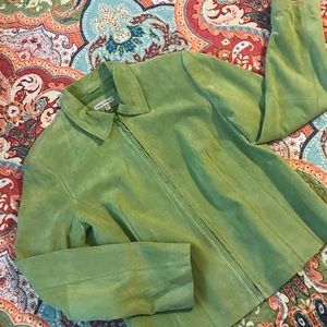 Green suede fitted jacket